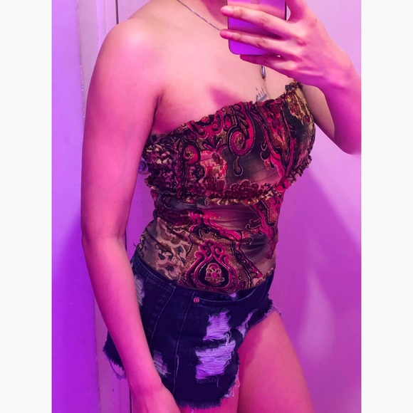 Ruched Mesh Tube Top - Picture 6 of 12